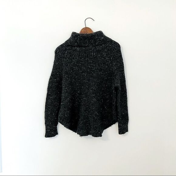 Free People | charcoal chunky knit wool speckled turtleneck sweater - Picture 1 of 2
